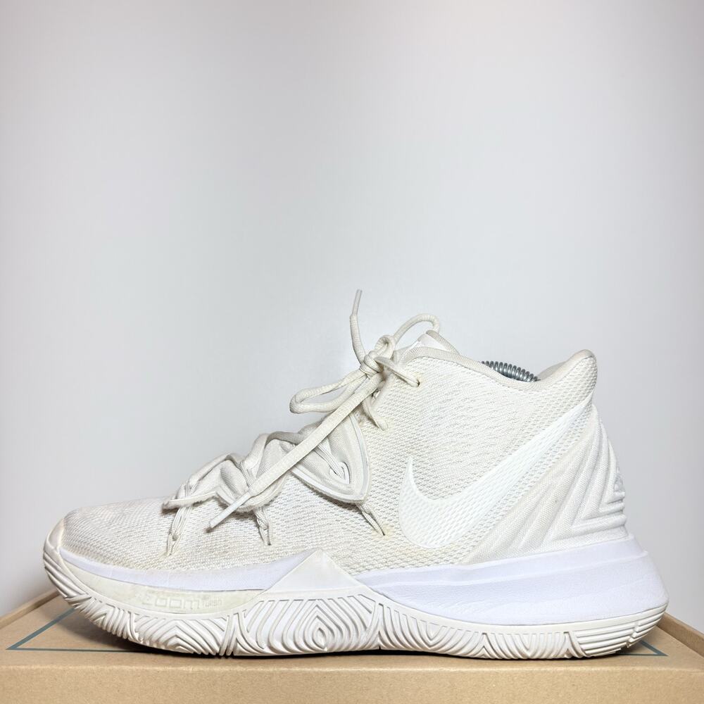 Nike Kyrie 5 All White Men Basketball Shoes Size 8 Mid Top Athletic Sneakers